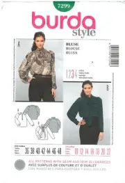 Burda Style 7299 Blouse size 10-22 sewing pattern uncut