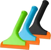 3 Pcs Flexible Silicone Squeegee,Blade Window Squeegee Shower Squeegee for Glass Doors, Car Windshield, Mirror, Window (Blue+Green+Black, One Size)