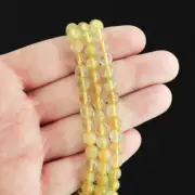 Round Natural Rutilated Quartz Beads 6mm - Yellow with Gold - 1 Full Strand
