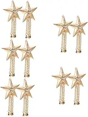Baluue 5sets 2pcs Rhinestone Pentagram Hanging Ornament with Tassel for Bags Shoes Clothes Female Jewelry Decor Sparkly Craft Accessory Present for Friends Festivals 2pcs*5