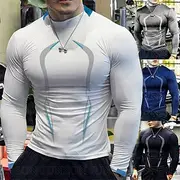 Men's Compression Shirt Athletic Shirt Gym Shirt Fitness Shirt Padded Compression Shirt Long Sleeve Tee Tshirt Casual Athleisure Fall Breathable Quick Dry Soft