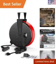 Listed 30 Ft Retractable Extension Cord with 3 Grounded Outlets for Home Use