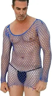 [Generic] Men's Sexy Mesh Bodysuit Underwear Tight Long Sleeve See Through T Shirt Mesh Fishnet Undershirts Transparent Shirt