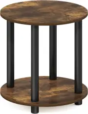 Turn-N-Tube 2-Tier round Wooden End Table, Amber Pine