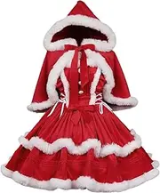 [Generic] Christmas Dresses for Women - Christmas Red Warm Cloak Costume Outfit | Women Dresses Outfit with Skirt and Hooded Cloak for Men, Women, Friends