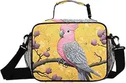 Branch Parrot Yellow Insulated Lunch Box for Women Men - Ideal for Work, Picnics - Includes Adjustable Shoulder Strap