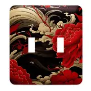 Japanese Art Red and Black Metal Decorative Light Switch Plate Cover - Severa...
