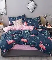 Flamingo A Quilt Doona Duvet Cover Set Single Double Queen King Size Available Single, 1 Pillow Case