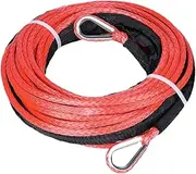 MagiDeal 15MX6mm Synthetic Winch Rope Replacement Wear Resistant Sturdy for Off Road Rescue Versatile Tow Cable with Protective Sleeve, Red