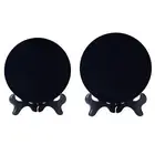 Obsidian Circle Disc Scrying Mirror Meditation Fengshui with Stand Home