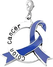 CENWA Colon Cancer Awareness Jewelry Cancer Awareness Ribbon Clip-on Charm/Necklace Colon Cancer Survivor Gift