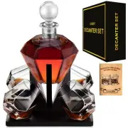 Diamond Whiskey Decanter Set with Glasses,Whiskey Decanter Sets for Men,Whisk...