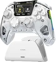 Manba One Wireless Game Controller with Interactive Screen for Switch/Windows PC/iOS/Android, Hall Effect Stick and Trigger with Charging Station (White)