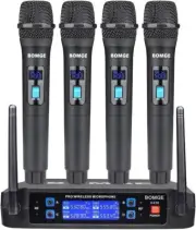 Wireless Microphone System, Pro 4-Channel,Long Range 200ft, Ideal for Church,Kar