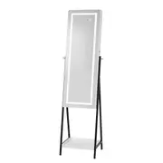 LUXSUITE LED Mirror Cabinet Jewellery Storage Shelf Organiser Lockable Floor Free Standing Armoire for Makeup Cosmetic Earring Necklace Ring 160cm