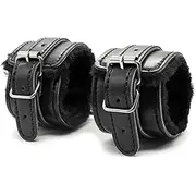 Punk New Fluffy Wrist Leather Handcuffs Bracelet Soft Plush Lining Wrist Handcuffs Bracelet Leg Cuffs Role Play Exercise Bands Leash Detachable For Ho