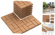 Plastic Interlocking Deck Tiles Pack Outdoor Patio Flooring, 12"*12" 9 Khaki