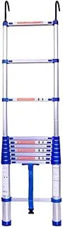 Telescopic Extendable Ladder Telescopic Aluminium Extension Ladder with Hook, Folding Multi-Purpose Extendable DIY Portable Straight Ladder for Home Loft Office Engineering, Blue (