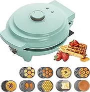 Waffle Makers & Irons, 9-in-1 Waffle Machine with 70~190° Temperature Adjustment, Ready Indicator, Double-Sided Heating, Breakfast Waffle Iron Machine for Hash Browns, Waffles