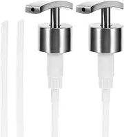 Barlone Pack of 2 Stainless Steel Soap Dispenser Pump Head, Soap Pump Dispenser, Soap Dispenser Replacement Pump, Washing Up Liquid Pump Head, Soap Dispenser Attachment (4 Hoses, 27 mm Thread)