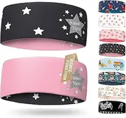 [A R O C SPORTS] Children's Headband - Thin, Ultralight and Elastic Sports Headband for Boys and Girls (Small Star Black Pink)