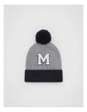[Seed Heritage] Colourblock M Initial Beanie in Grey/Black