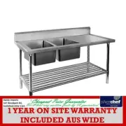 FED COMMERCIAL DOUBLE LEFT SINK BENCH WITH POT UNDER SHELF DSB6-1800L/A