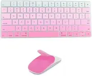 JIFF 2 in 1 Bundle - Silicone soft skin protector covers for Apple Magic Keyboard (MLA22LL/A) with US Layout and MAC Apple Magic Mouse (Pink)