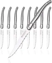 Laguiole by Hailingshan Steak Knives Serrated Edge Sharp Light Premium Dishwasher Safe Stainless Steel Knife Set of 8 Silverware with Gift Box