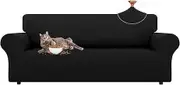LURKA Stretch Sofa Slipcovers Couch Covers for 3 Cushion Couch Sofa Pet Friendly Non Slip Sofa Cover Washable Furniture Protector with Elastic Bottom (Large, Black)
