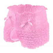Men Underwear Shorts Boxers Lace Trunks Stlye BB Pink Free Size