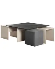 Manhattan Comfort Haley Mid-Century Modern Nested Coffee Table & Ottoman Set