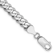 Solid 14K White Gold 7 inch 6.25mm Flat Beveled Curb with Lobster Clasp Bracelet