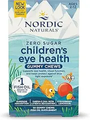 Nordic Naturals Children’s Eye Health Gummies, Strawberry Lemonade - 30 Gummies - 484 mg Total Omega-3s with EPA, DHA, Lutein & Zeaxanthin - Brain Health, Antioxidant Support - Non-GMO - 30 Servings