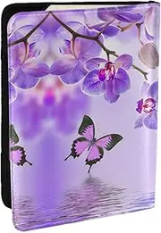 [JEJEA] Purple Butterfly Print Travel Organizer Credit Cards Case Passport BookPassport Holder Cover Wallet forTraveling,, Black, One Size