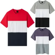 Men's Adult Unisex Drop-Shoulder Colorblock T-Shirt Top Cascual Plain Basic Tee