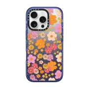 iPhone 16 Pro Impact Case MagSafe Compatible retro boho hippie flowers (60s / 70s floral pattern on clear background)