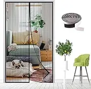 Magnetic Fly Screen Door, Polyester Anti Mosquito Mesh Curtain with Powerful Magnets, Fly Nets for Doors Without Drilling-Black-A|| 100x180cm(39x70inch)