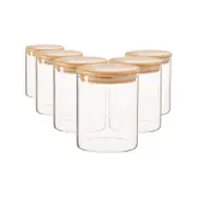 Argon Tableware Scandi Glass Storage Jars with Wooden Lids - 750ml - Pack of 6
