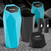 [1 Sky Blue+1 Black] Cup Holder Trash Can Garbage Bin w/Lid+30 Bags for Car