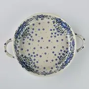 Handmade Polish Pottery Vena,Round deep Plate 23cm Blue Fantasy,Dishwasher Safe Kitchen Dinnerware,Oven Boleslawiec Ceramics