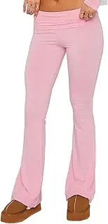 [SENGRICH] Women's Fold Over Leggings Stretch Flare Leggings Bell Bottom Slim Fit Yoga Fold Pants Joggers