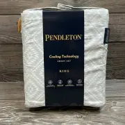 Pendleton King 4-Piece Sheet Set Cooling Technology Tan White Aztec NWT