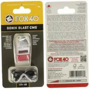 Fox 40 Sonik Blast CMG Whistle With Lanyard, White/Red