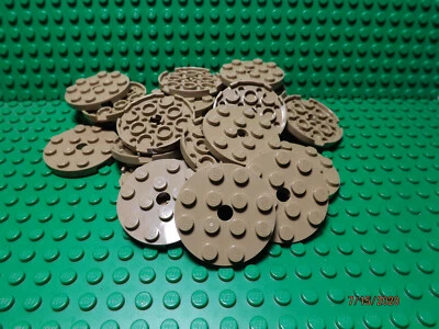** 25 CT LOT ** Lego NEW dark tan 4 x 4 round plate pieces Lot of 25