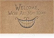 AOAOPQ Funny Door Mats Outdoor Welcome Mats for Front Door with Non Slip Rubber Backing,Heavy Duty Teeth Indoor Doormat for Entrance Hallway Hall Garden Entry Rug Brown