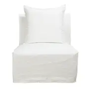 [James Lane] Como Linen Armless Slipper Chair Pure White - 1 Seater