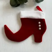 Christmas Red Elf Faux Pearls Stocking