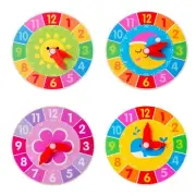 Learning Wooden Clock Toys Hour Second Cognition Colorful Kids