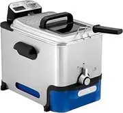 [Tefal] Deep Fryer Oleo Clean Pro, 3.5 Litre Oil Capacity, Oil Storage Box, Easy Cleaning, Stainless Steel, 1.2 kg, 6 Portions, Chips, Fried Chicken 2300W F58-M2, Grey/Blue